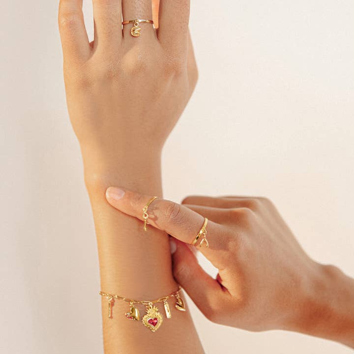Fortune & Frame – Großhandel Armband mit Charms/Anhängern – Herz Phasen Bettelarmband - Gold