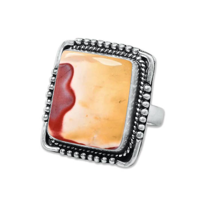 Handmade Jewels - Wholesale Cocktail/Statement Ring - Mookaite Jasper Rings – Handmade, Silver-Plated, Bold Earth Tones (Made to Order)19