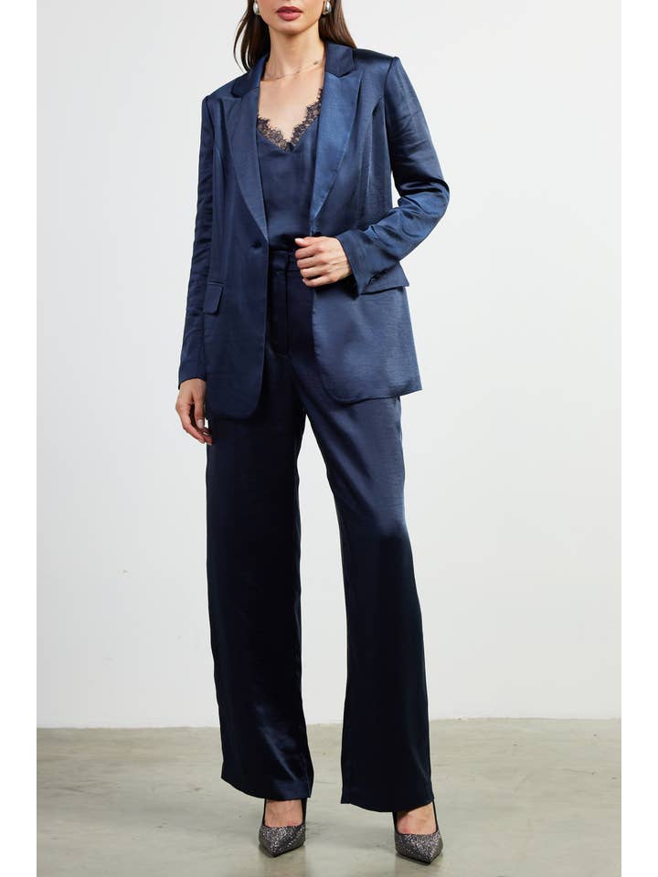 SKIES ARE BLUE - Wholesale Blazer - Women's - One button Dull Satin Blazer7