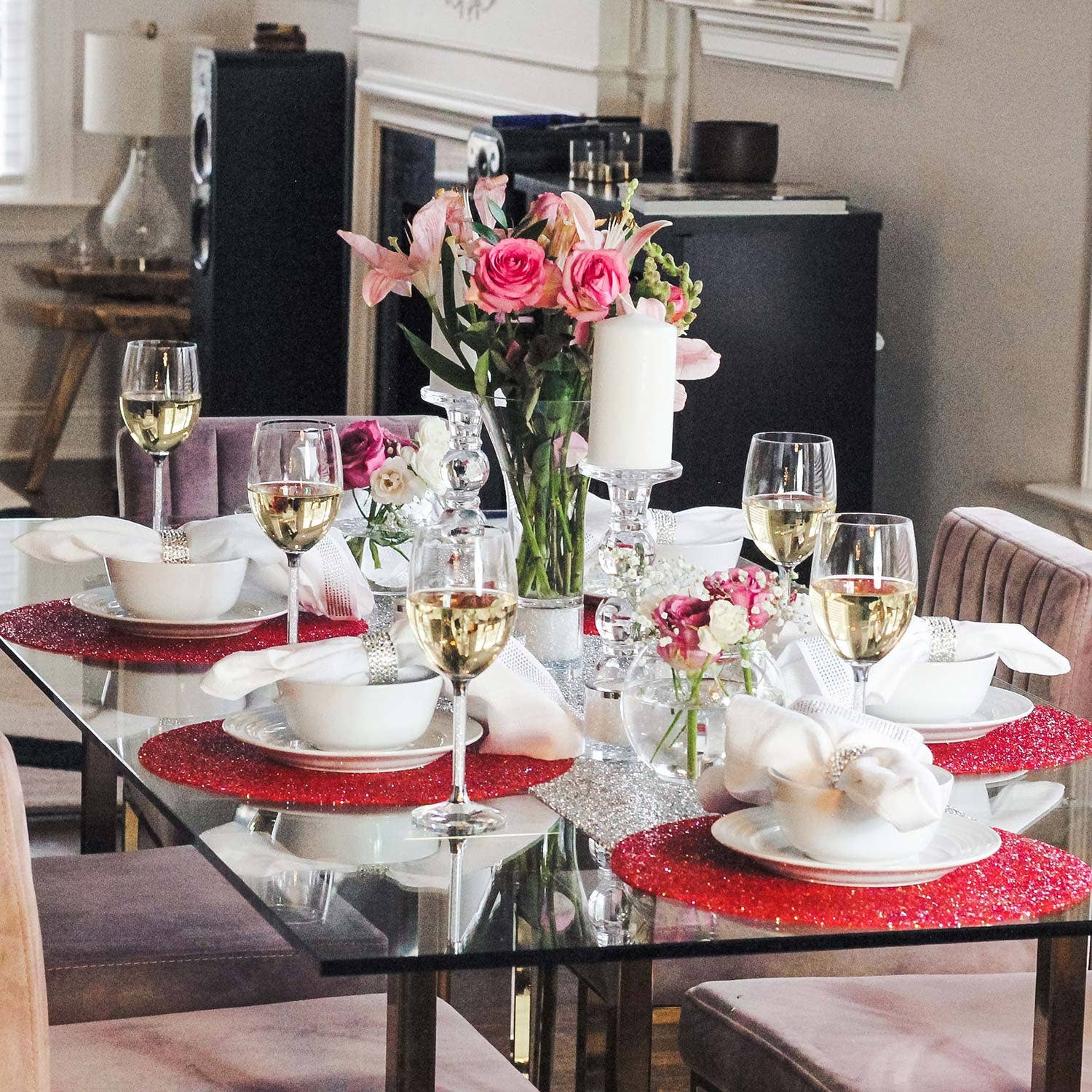 Sparkles Home - Wholesale Placemat - Luminous Round Rhinestone Placemat14