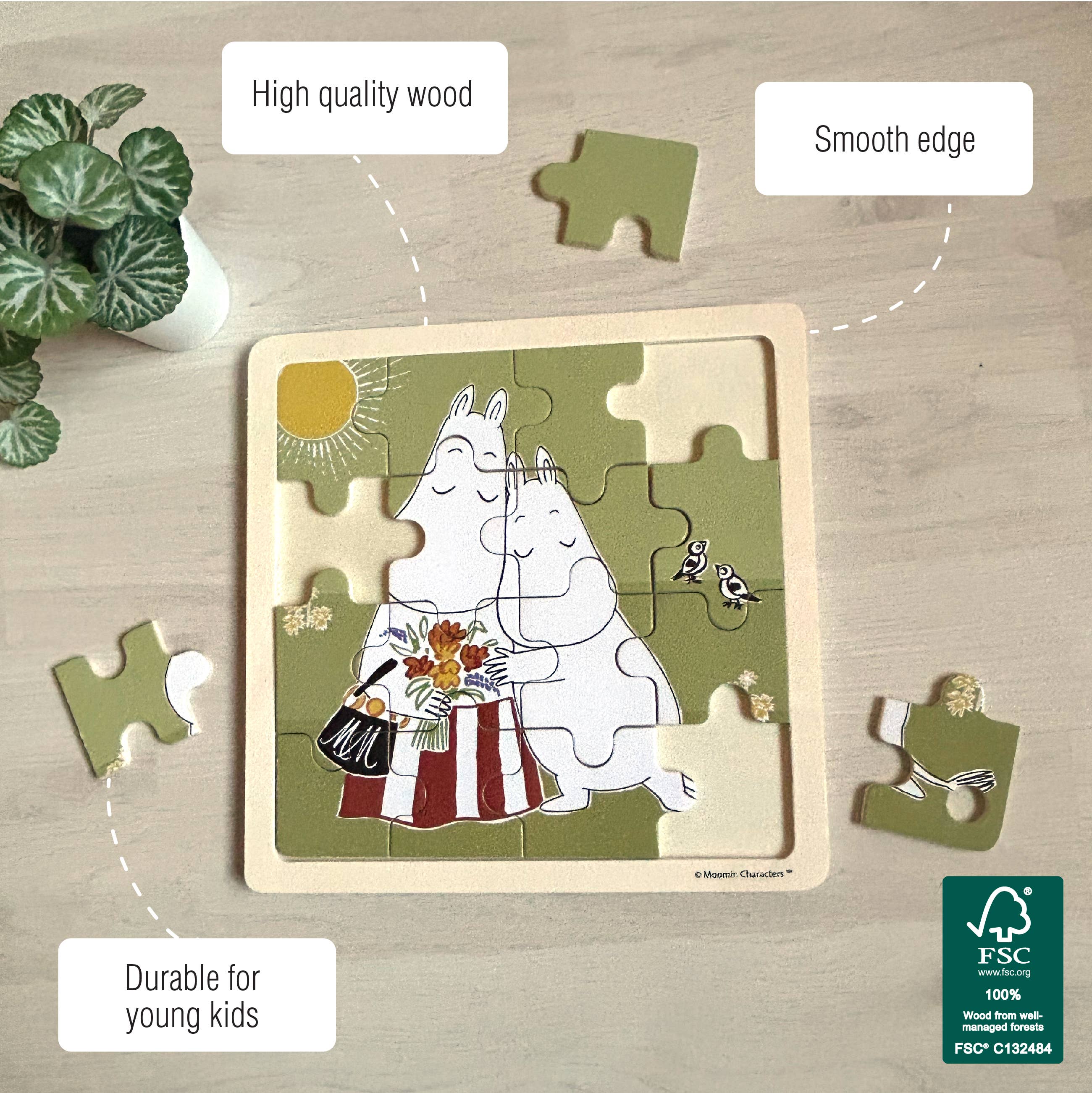 Barbo Toys - Vendita all'ingrosso Puzzle - Bambini - Moomin - Puzzle Quadrato in Legno - Abbracci6