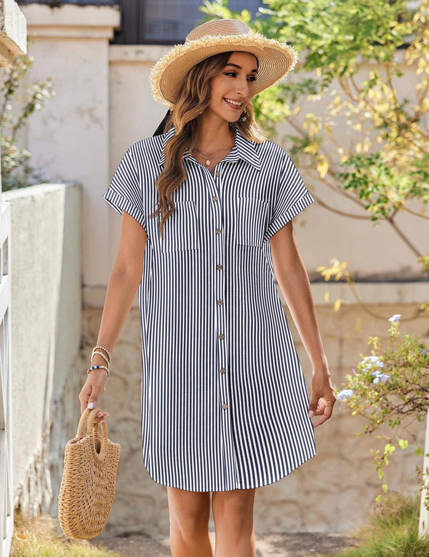 Lovesoft - Wholesale Dress - Women's - 2026 Summer Short Sleeve Button Down Shirt Dress7