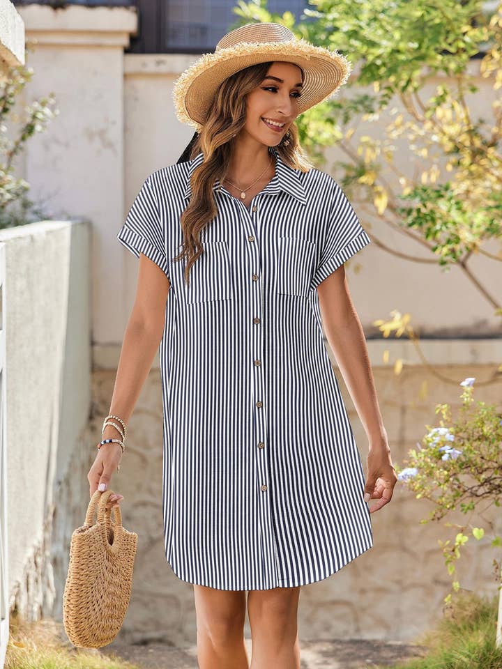 Lovesoft - Wholesale Dress - Women's - 2026 Summer Short Sleeve Button Down Shirt Dress7