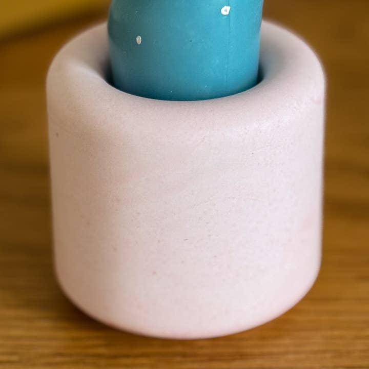 White Gypsum Minimalist Round Candle Holder , Сandlestick for wholesale by Dasho Shop