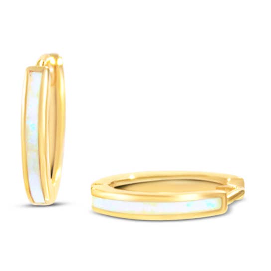 Aros Huggie de opala azul leitoso por atacado de Chloe + Lois