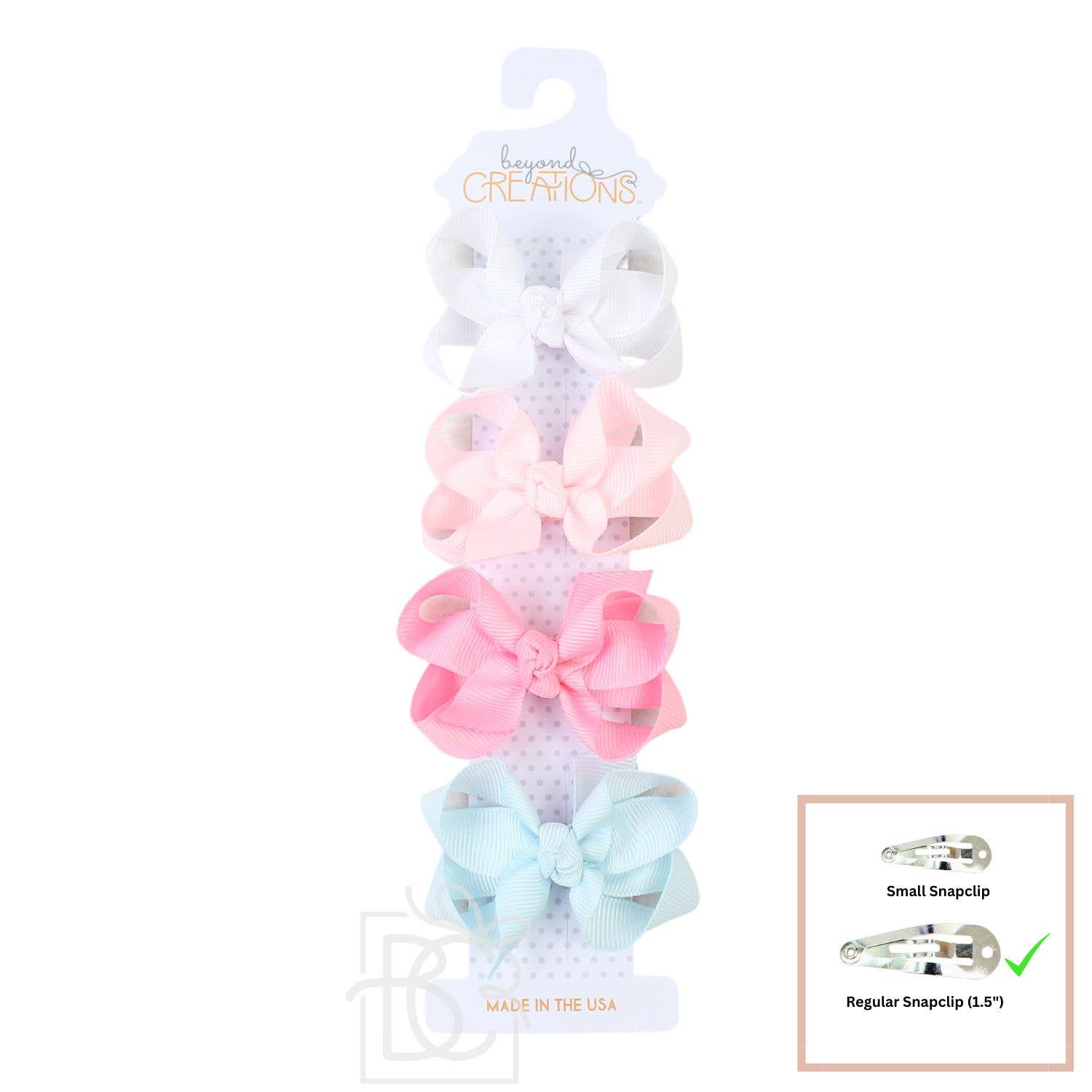 Beyond Creations, LLC - Wholesale Hair Bow - Kids - 4 PACK - 3" SMALL GROSGRAIN BOWS ON SNAP CLIP0