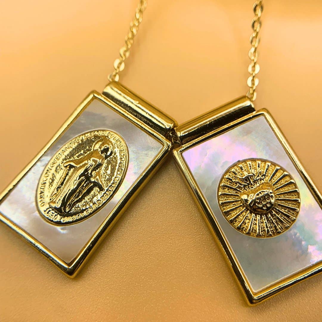 Guadalupe Gifts – Engroshandel Halskæde med vedhæng – Guldpläteret Skapularkrave med Moderperle, 46 cm5