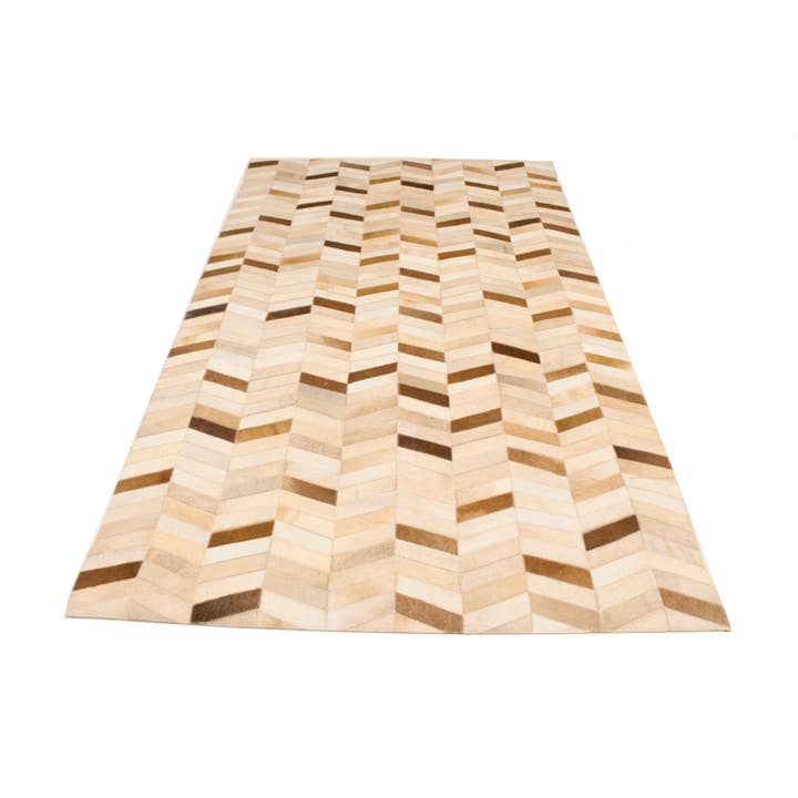 Brown Ivory Cowhide Geometric 5X8 Tapete de Couro Moderno por atacado de Magic Rugs Inc.