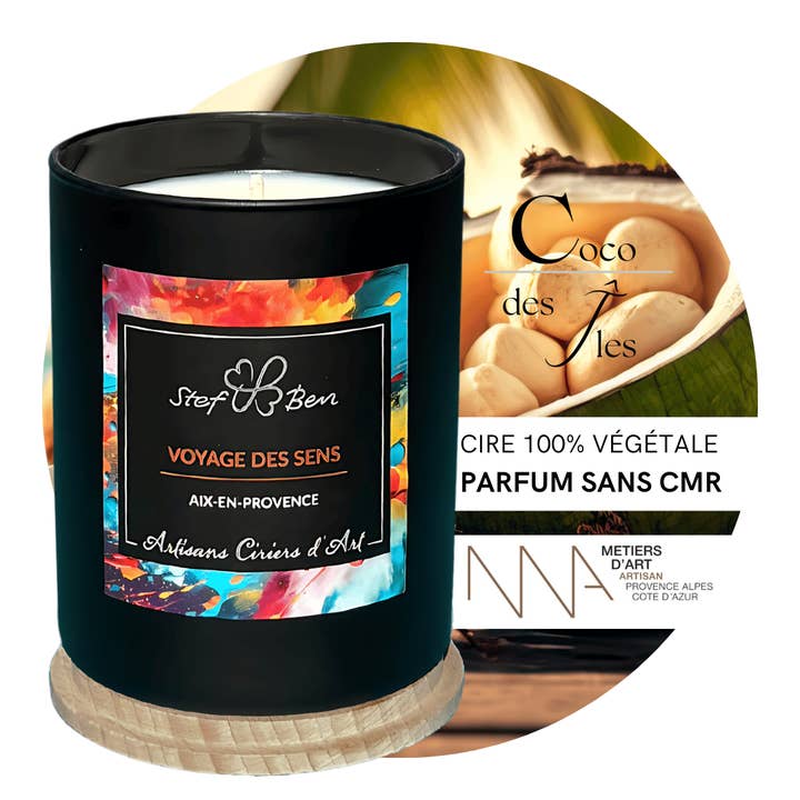 COCO DES ILES scented candle, hand-poured for wholesale by Stef & Ben | S&B Provence