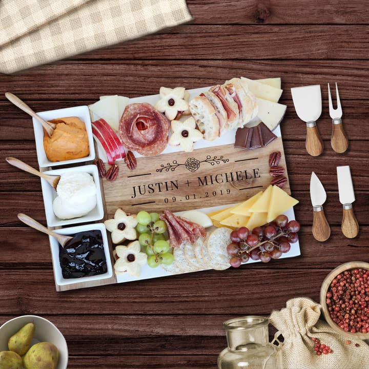 Engrave My Memories - Wholesale Serving Tray - 11 Piece Charcuterie, Marble Charcuterie Serving Board Set