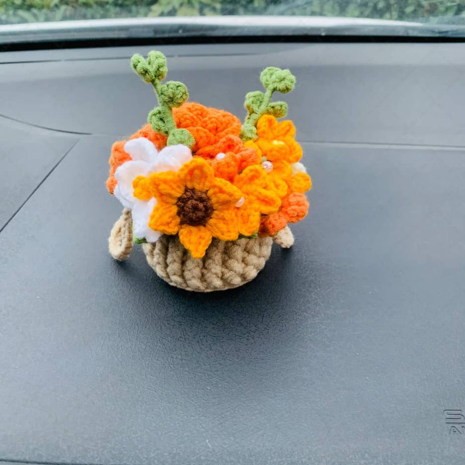 TOMOPOD LLC - Wholesale Car Decorative Charm - Women's - Cute Crochet Flower Basket Car Mirror Hanging Ornament Decor7