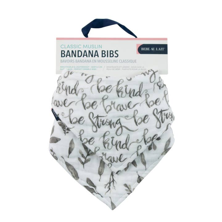 Bebe au Lait – wholesale Bandana bib – Just Be + Leaves Classic Muslin Bandana Bib Set3