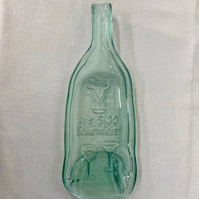 Slumped wine bottle tray 5 oclock somewhere for wholesale by Rescued Whines