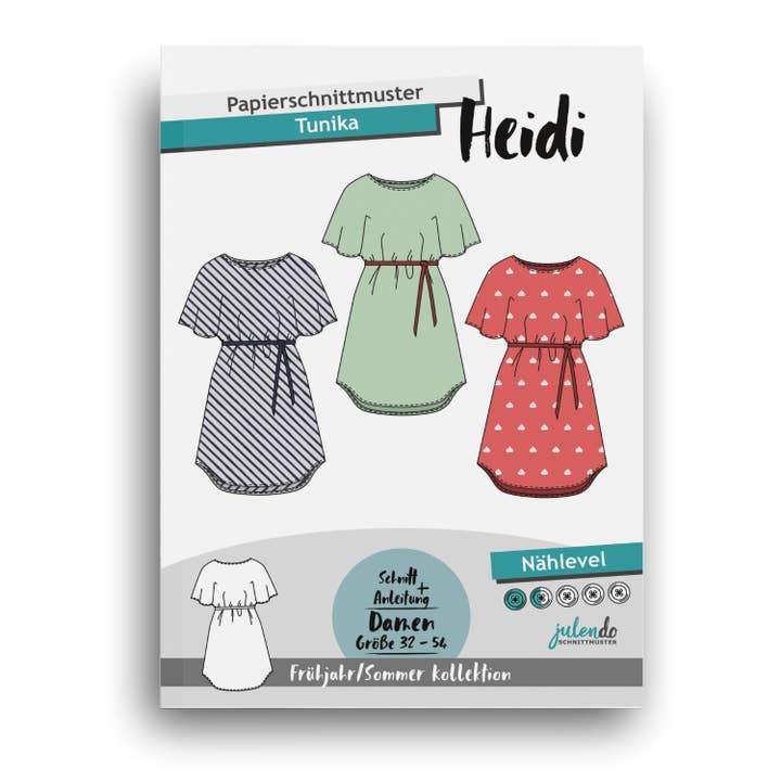julendo - Vendita all'ingrosso Vestito - Donna - Cartamodello tunica Heidi, taglie 32 - 542