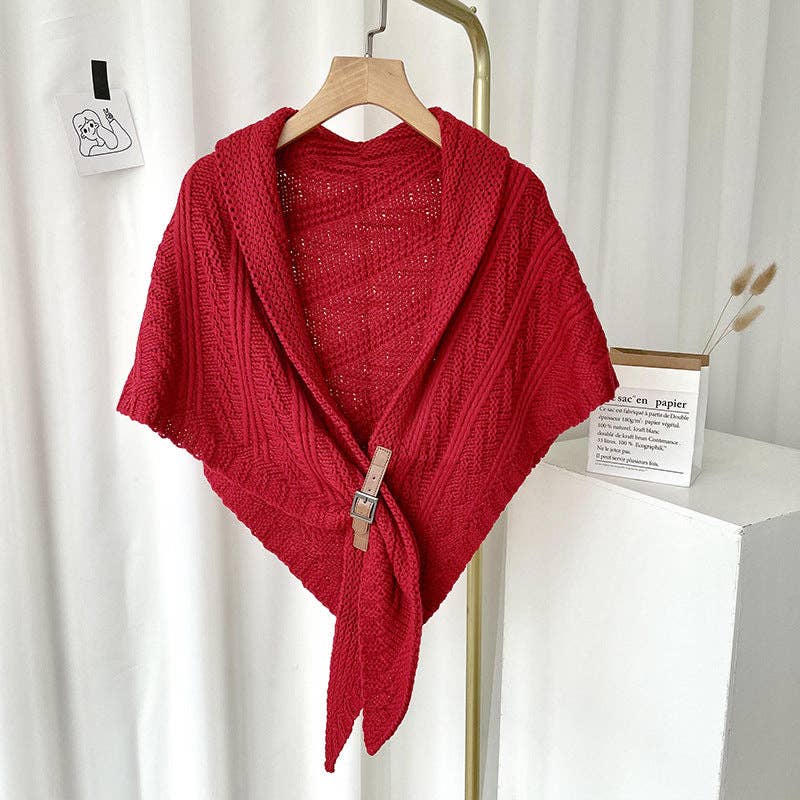 Dipped Shop - Wholesale Scarf - Women's - Split Triangle Solid Color Poncho Knit Scarf DPS16046