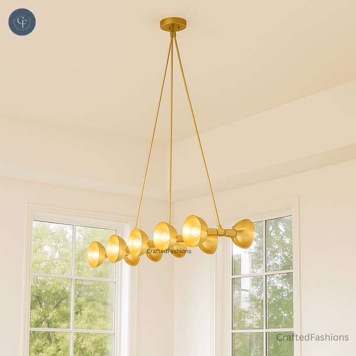 10-Light Half-Dome Brass Sputnik Chandelier – Sleek mid-century design for wholesale by Crafted Fashions