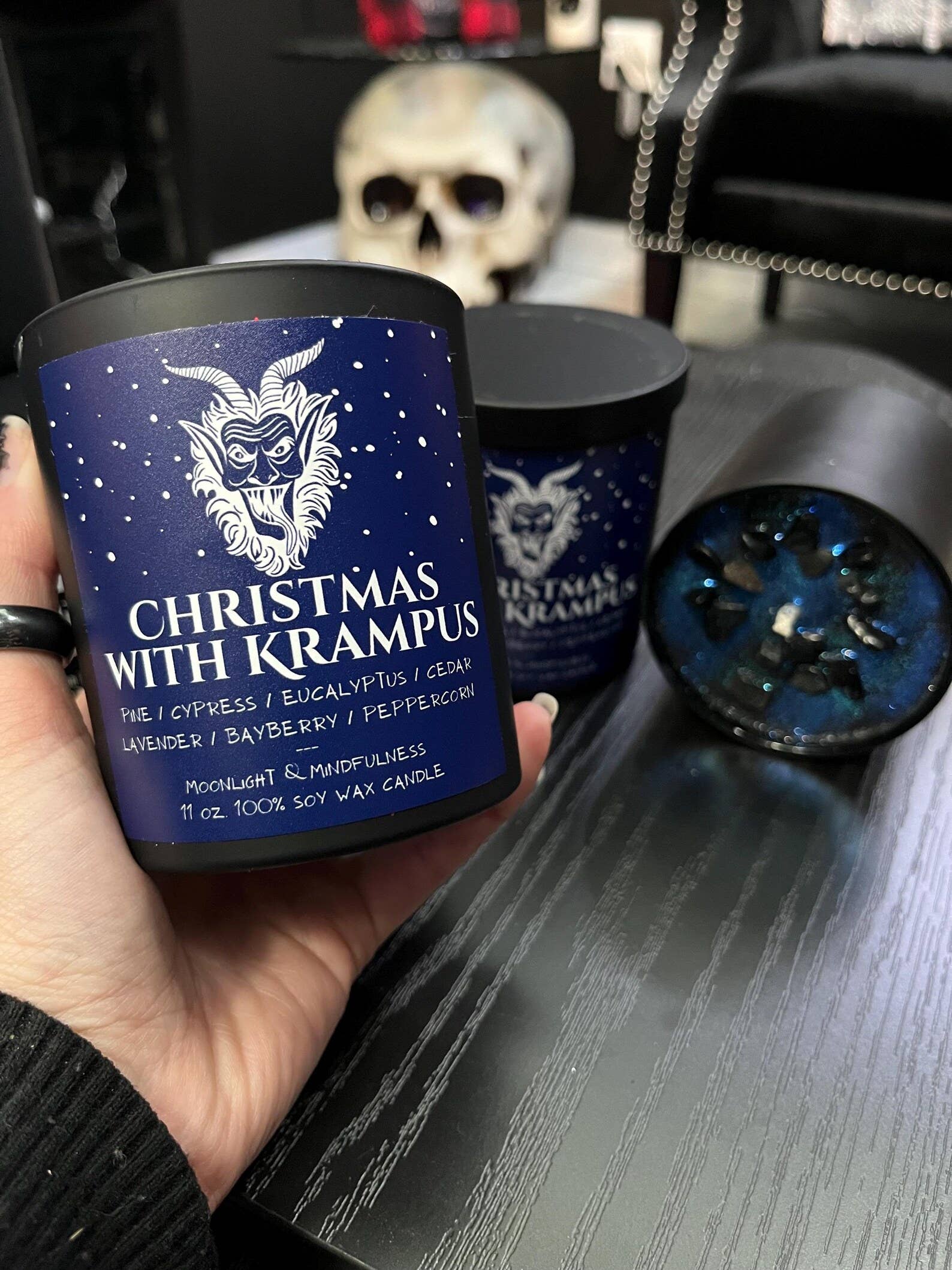Moonlight & Mindfulness - Wholesale Jar/Filled Candle - Christmas With Krampus 100% Soy Wax Crystal Candle3