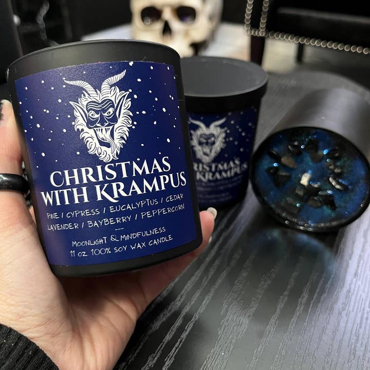 Moonlight & Mindfulness - Wholesale Jar/Filled Candle - Christmas With Krampus 100% Soy Wax Crystal Candle3