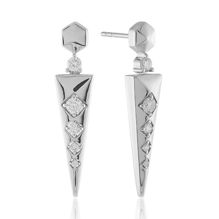 Les Boucles d'Oreilles Emerson - Boucles d'Oreilles en Or Jaune Massif avec Diamants Neutres en Carbone de Carat Couture pour la vente par Lolovivi Jewelry