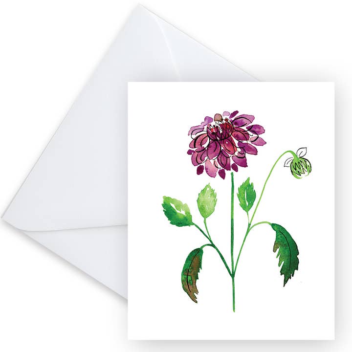 Carte de voeux vierge Dahlia pour la vente par KCM Studio INK