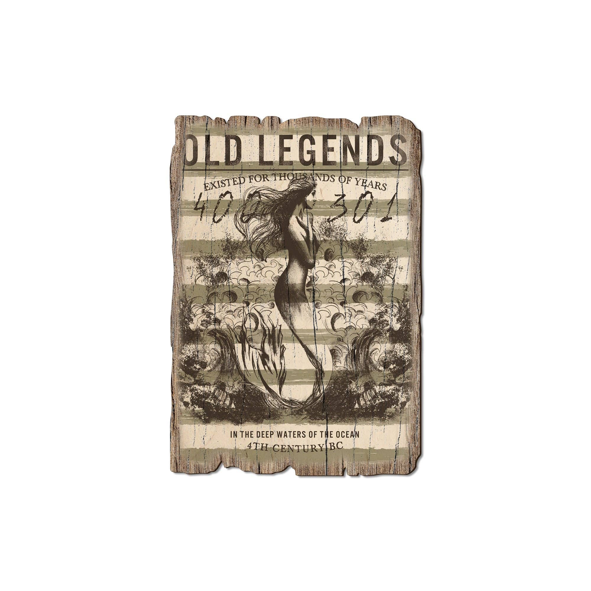 DaydreamHQ - Wholesale Postcard - Old Legends Mermaid - Wood Rustic Beach Postcards & Magnets1