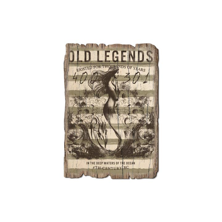 DaydreamHQ - Wholesale Postcard - Old Legends Mermaid - Wood Rustic Beach Postcards & Magnets1