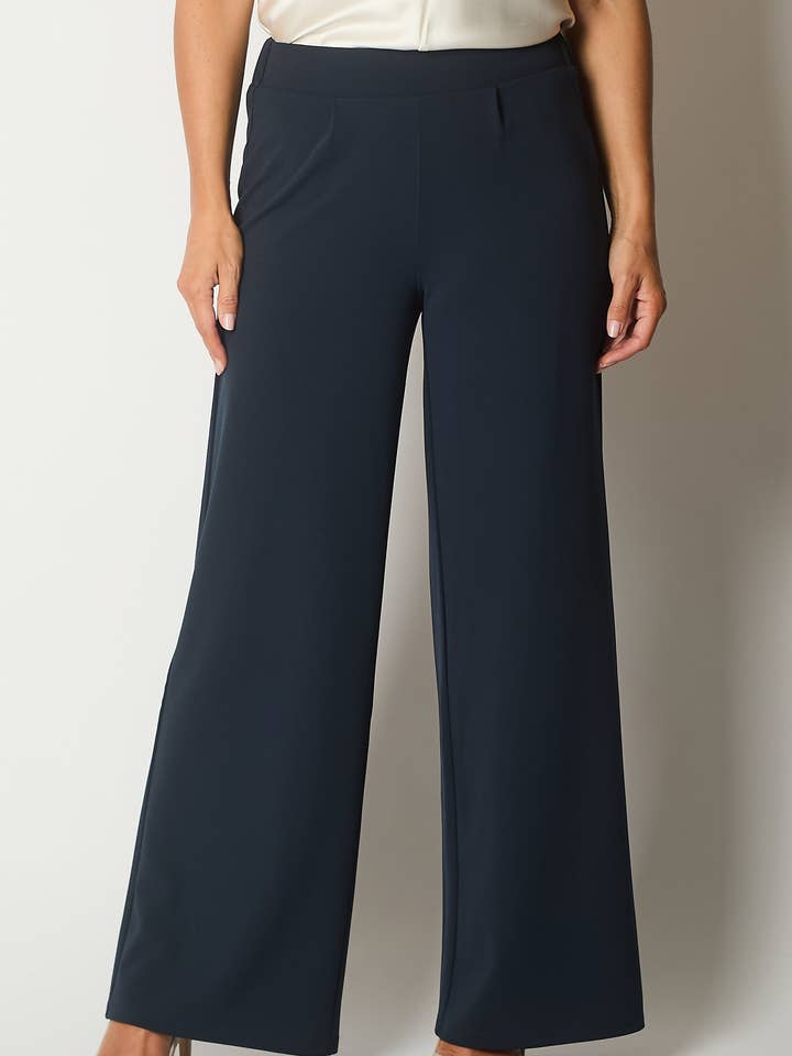 High-Waist Wide-Leg Trousers - Navy for wholesale by SOLO