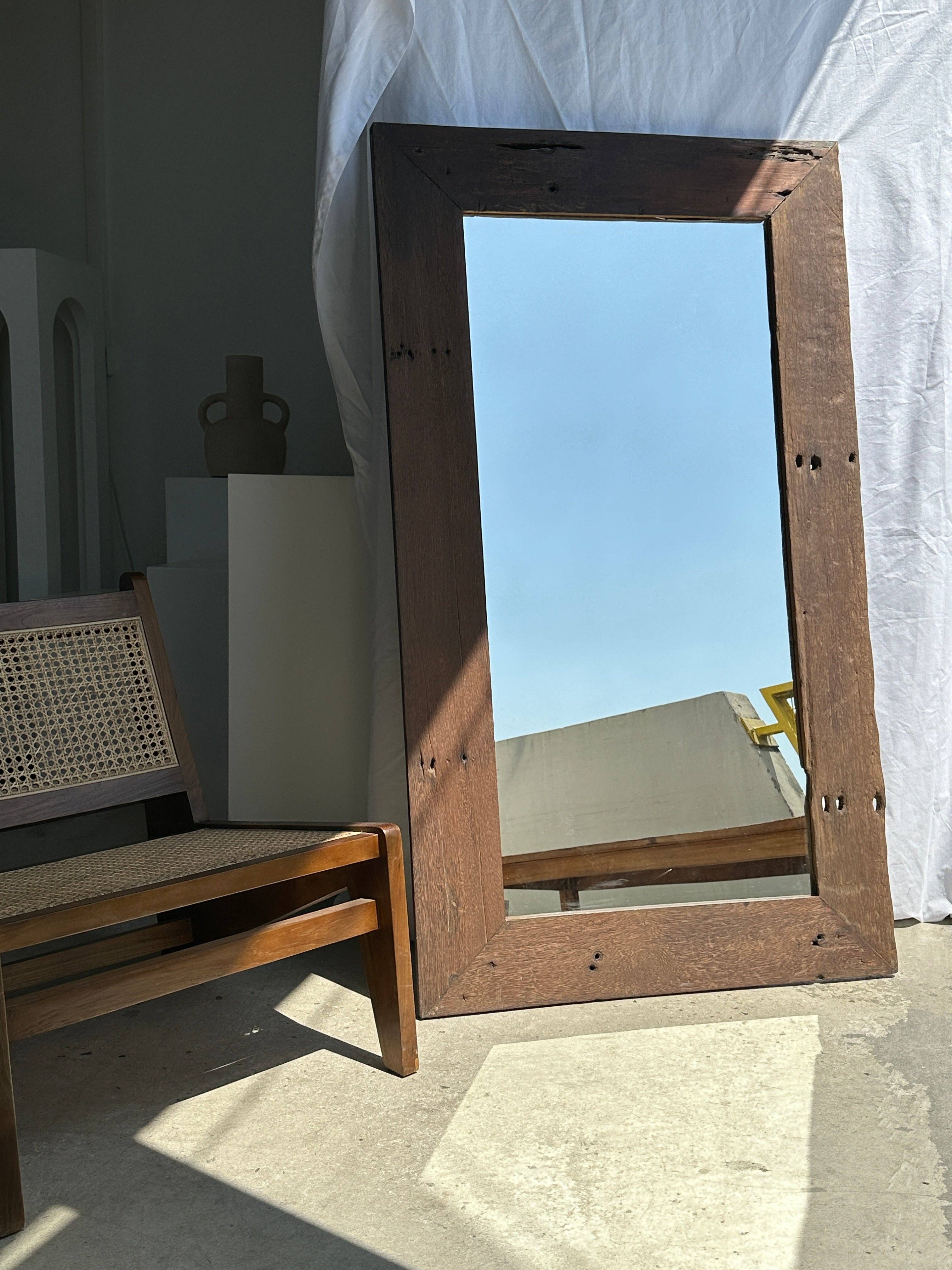 Office Objets - Wholesale Wall Mirror - Mirror with exotic brutalist old iron wood frame H:139cm46