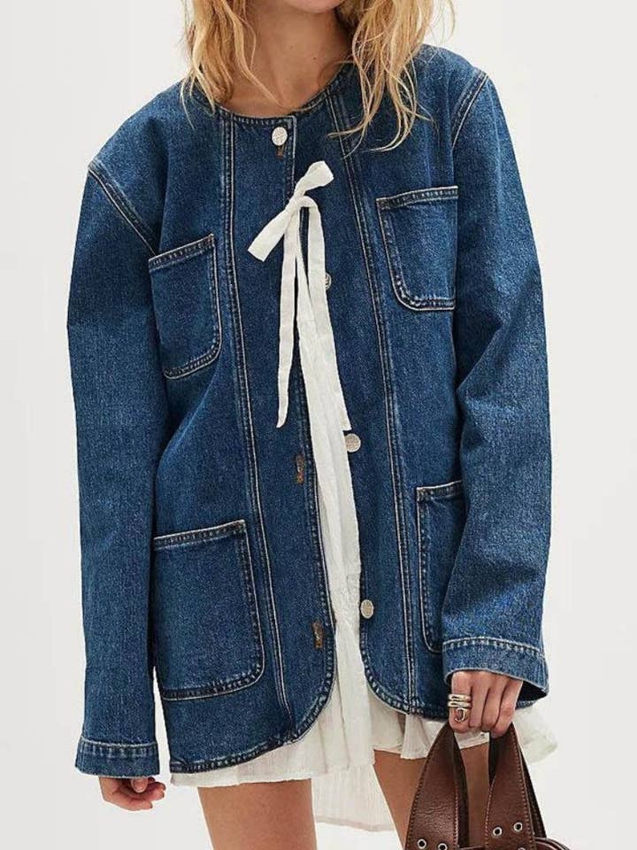 Tie-Front Denim Jacket with Patch Pockets and other Purchase Wholesale patch jacket. Free Returns & Net 60 Terms on Faire trending on Faire.