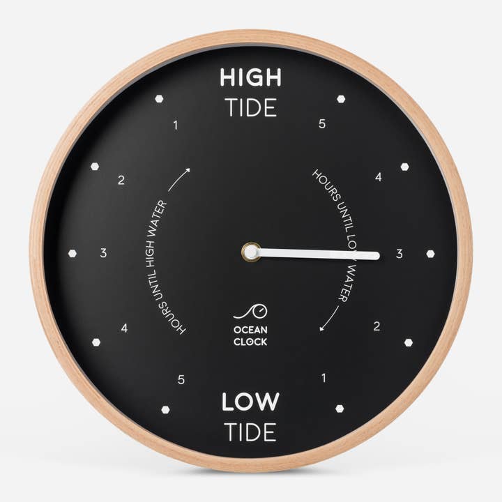 Ocean Clock - Wholesale Wall Clock - Black wooden tide clock