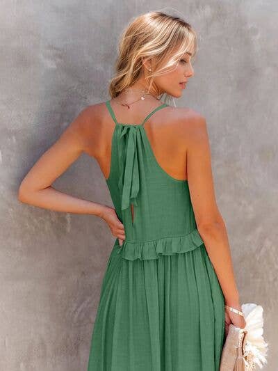 ClassiQ - Wholesale Dress - Women's - Ruffled Sleeveless Tiered Maxi Dress with Pockets6
