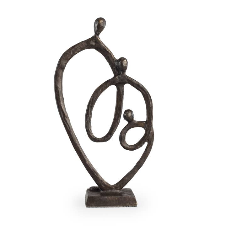 Danya B – Großhandel Skulptur – Familie von 3 Herzen Ring der Liebe Bronzeskulptur1