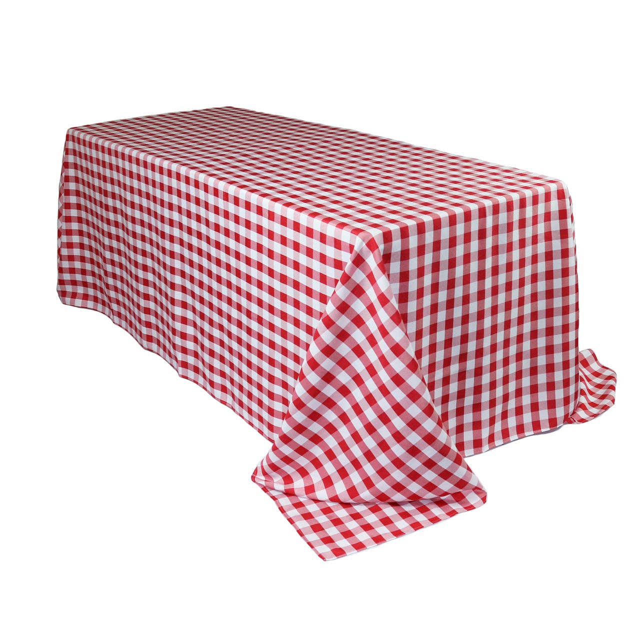 YOUR CHAIR COVERS - Wholesale Tablecloth - 90 x 132 inch Polyester Rectangular Tablecloth Checkered Red0