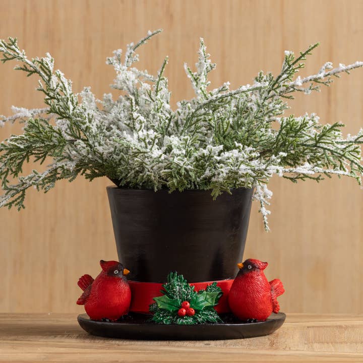 Cardinal Planter Resin Hat Festive Tabletop Decor for wholesale by Transpac