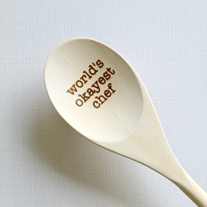 World's Okayest Chef Engraved Spoons for wholesale by Blue Studio Creative