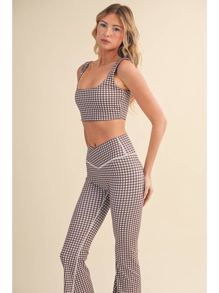 KIMBERLY C - Wholesale Sports Bra - Women's - Gingham Print Ruched Bra Top64