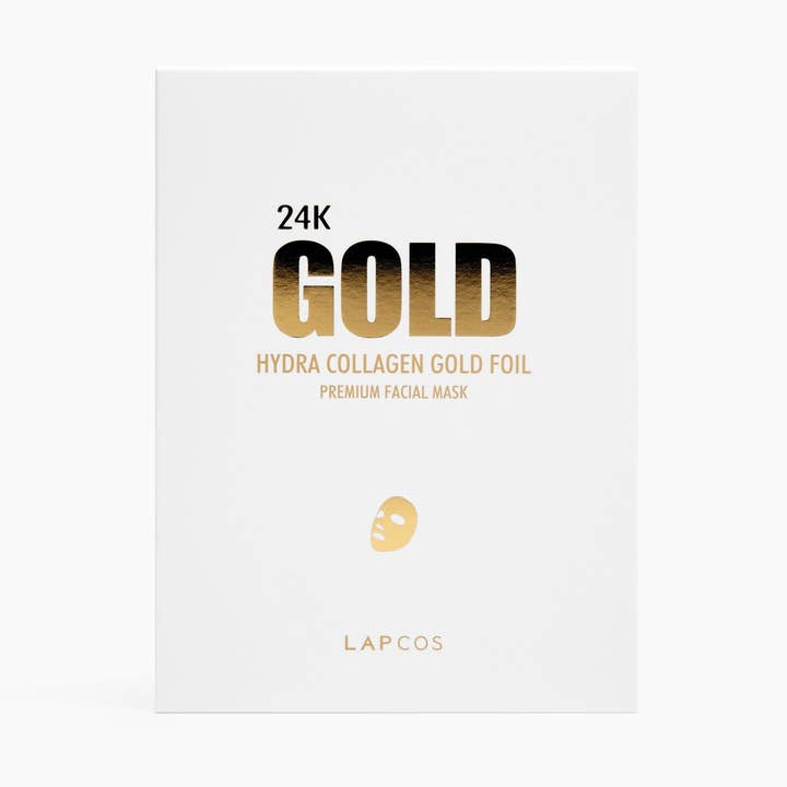 LAPCOS – Máscara facial por atacado – Máscara Facial Premium com Folha de Ouro 24k - Kit com 5 Unidades0