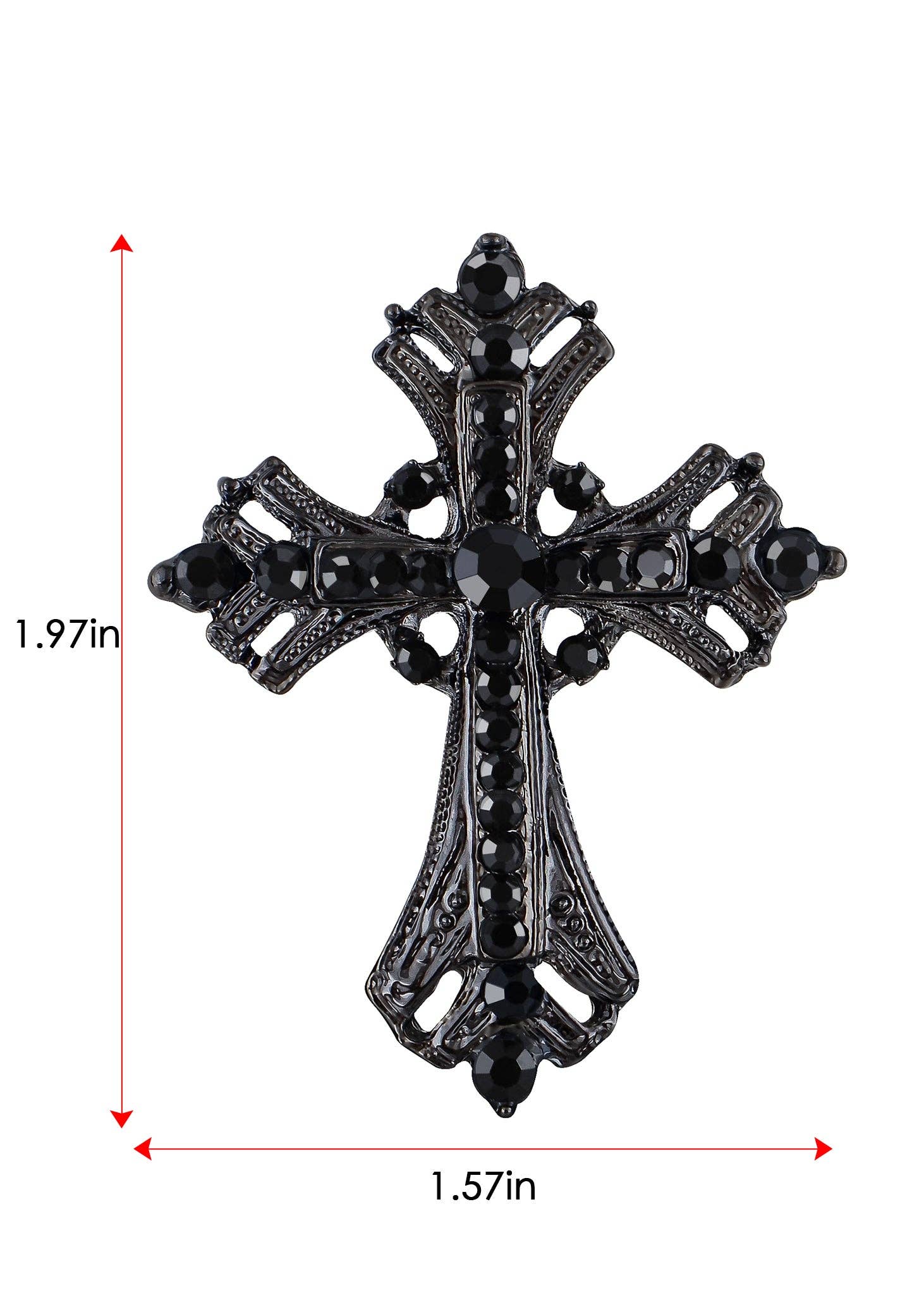 AK Brand - Vendita all'ingrosso Spille - Spilla a forma di croce religiosa argentata con strass59