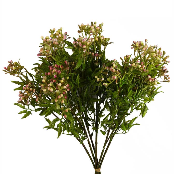 Leaf Design UK LTD - Wholesale Artificial Flowers - Pack of 6 x 55cm Artificial Foliage Stem Pink Berries