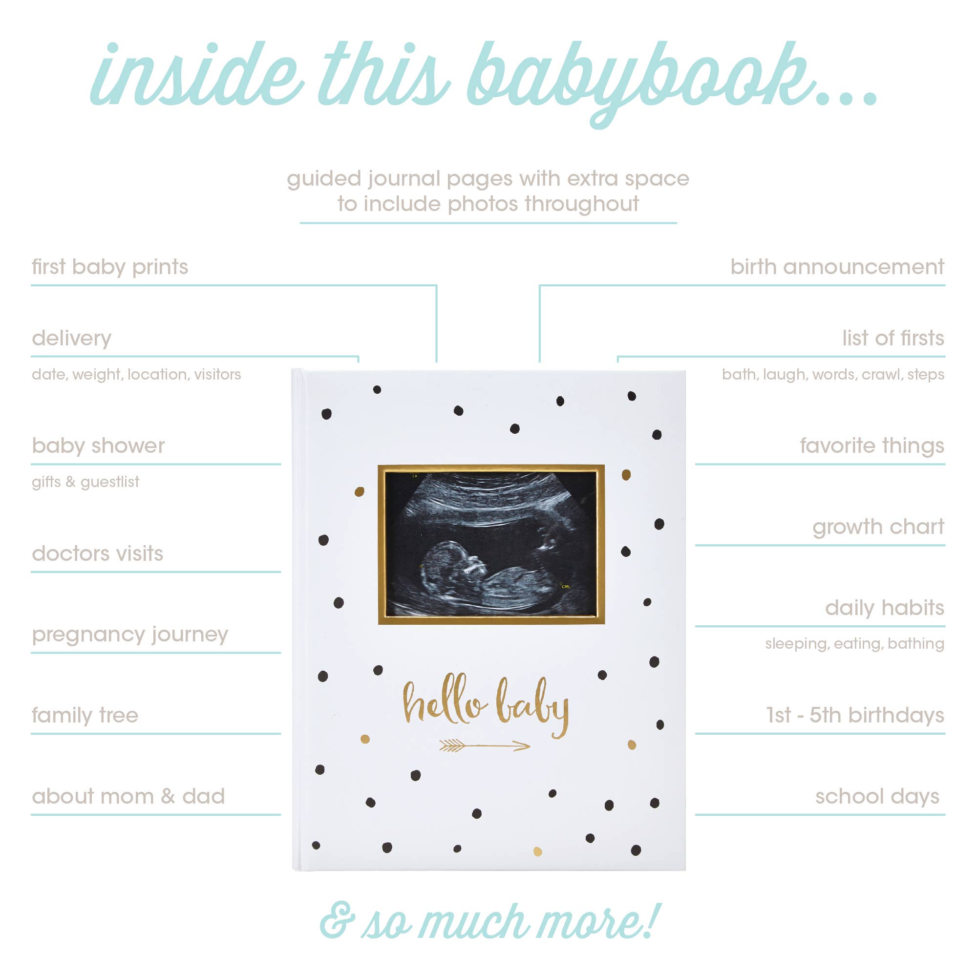 Pearhead - Wholesale Memory Book - Kids & Baby - Hello Baby Baby Book, Black & Gold1