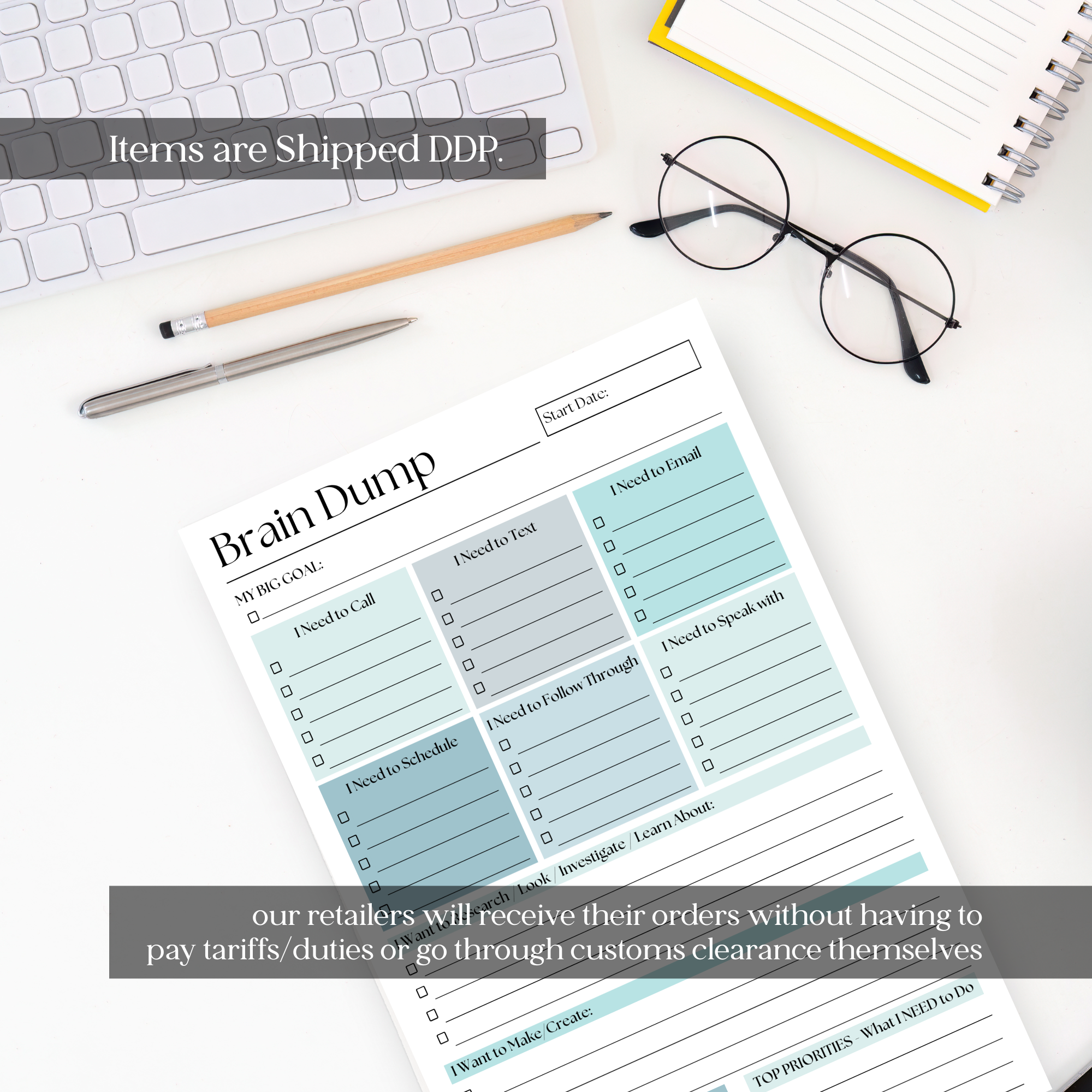 Eleventh and Taylor - Venta al por mayor Libretas - Bloc de notas para volcar ideas: Planificador diario para TDAH de 50 páginas en azul3