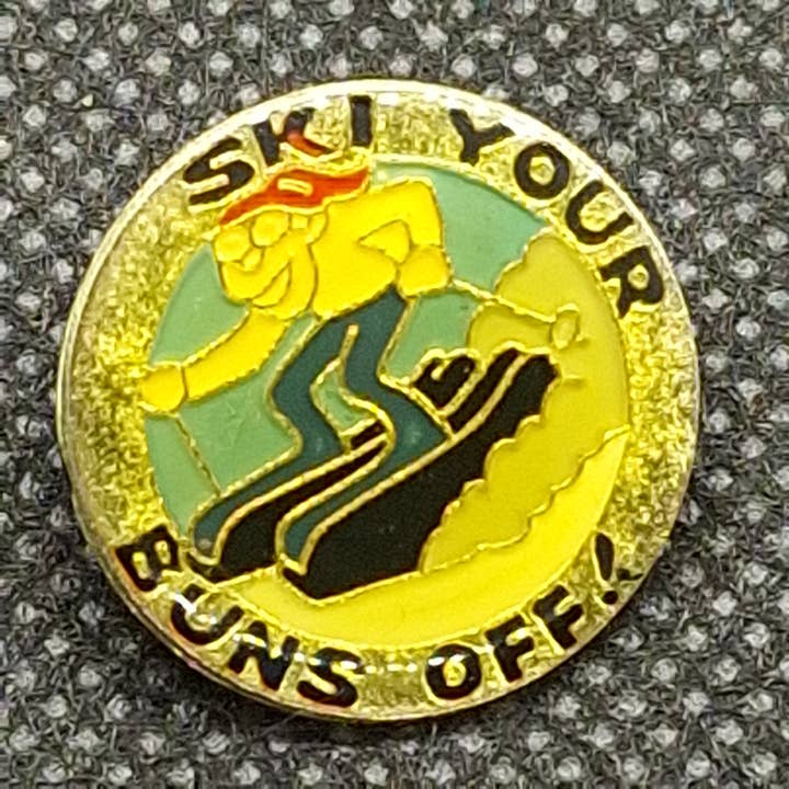 Pin - Very Vintage Ski Your Buns Off for wholesale by Fantastic Souvenirs, Gifts & Collectibles