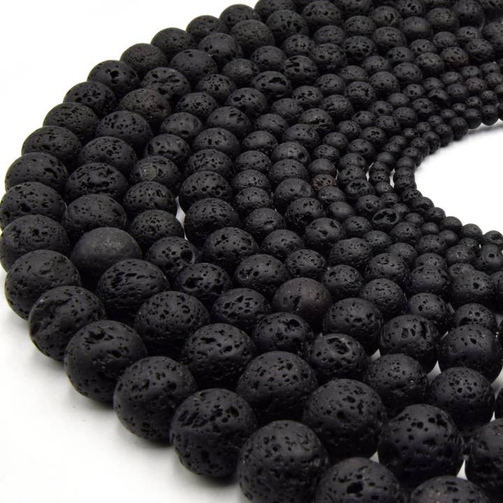 Only Beads – wholesale Beads – Waxed Black Lava Beads for Necklaces, Bracelets and Jewelry3