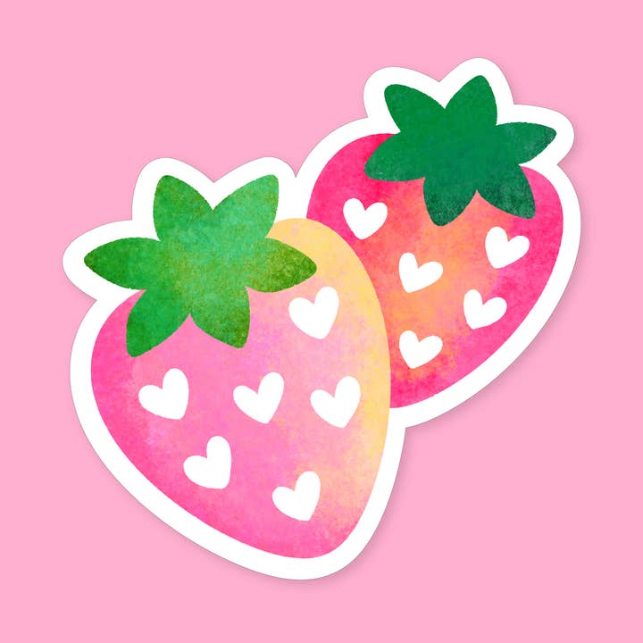 Strawberries Sticker for wholesale by Wildkat Studio