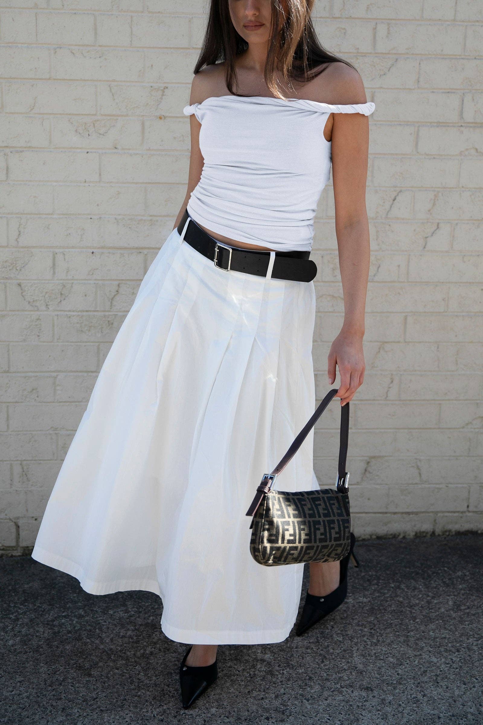 Rebecca Rope Off The Shoulder Top - White for wholesale on Faire2