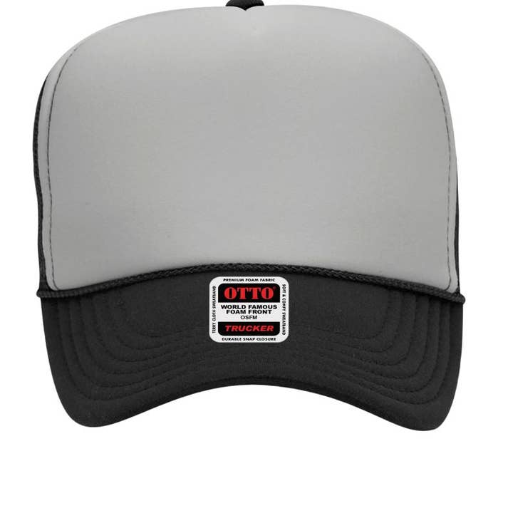 Wholesale Accessory Market - Wholesale Trucker Hat - Unisex - OTTO Black with Gray Foam Front High Crown Trucker Hat1