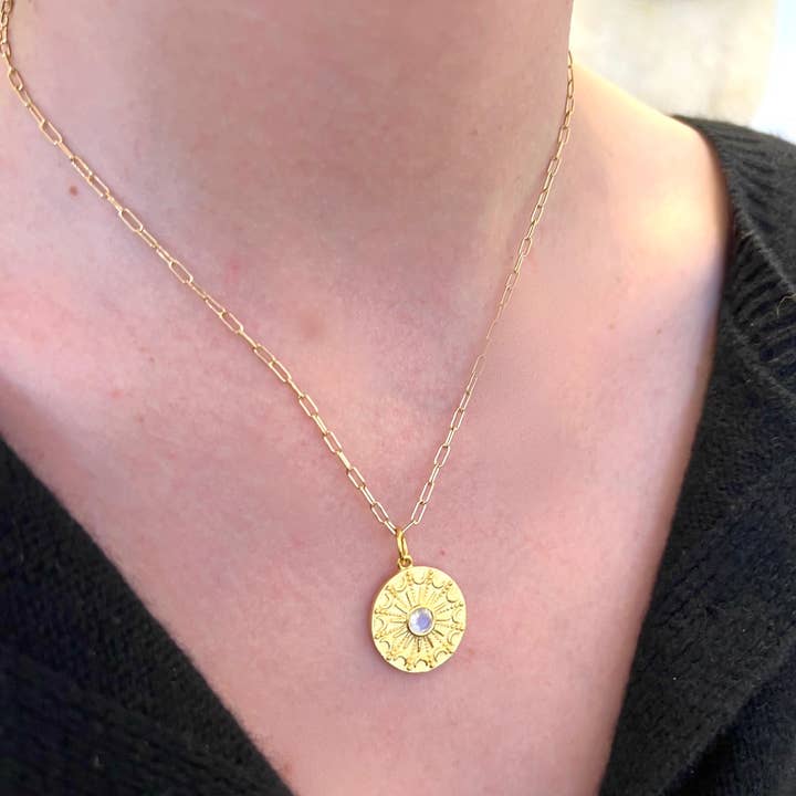 Sissy Yates Designs - Wholesale Pendant/Charm Necklace - Le Soleil Pendant Necklace - 2 Gemstone Options1