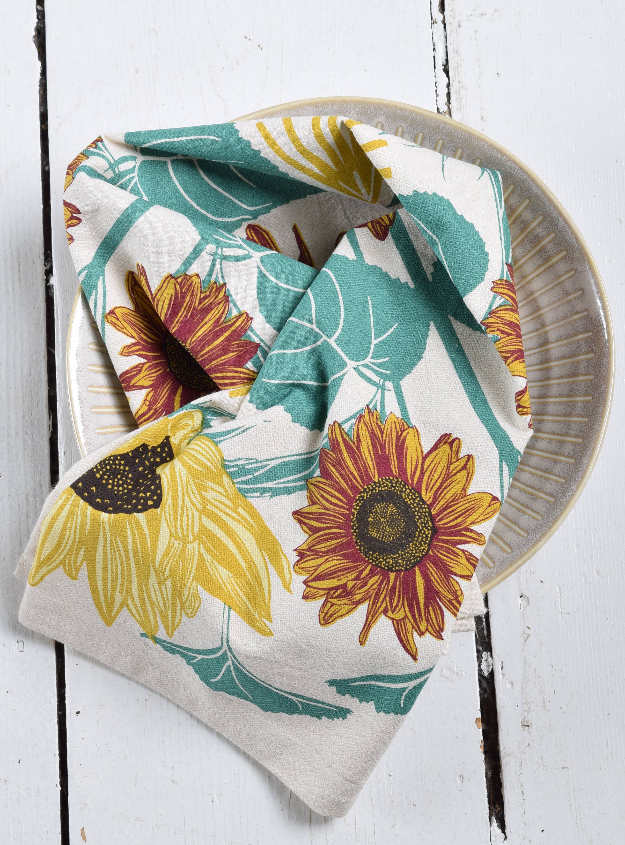 Hearth and Harrow - Wholesale Tea Towel - Sunflower Tea Towel - Organic Cotton - Oversized 30 x 30 3
