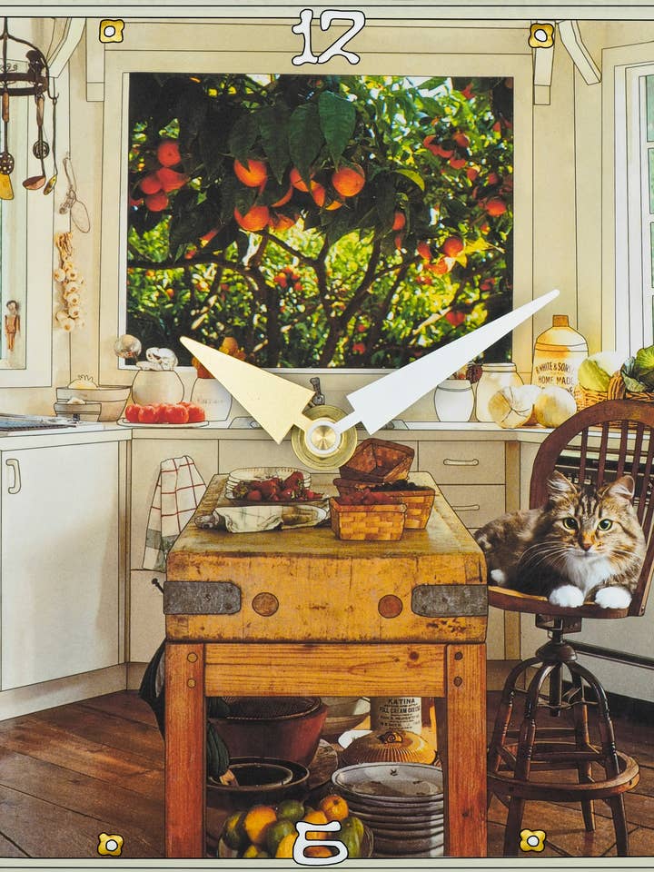 Katt Och Apelsiner, Collage Klocka för wholesale av Lea Alboher