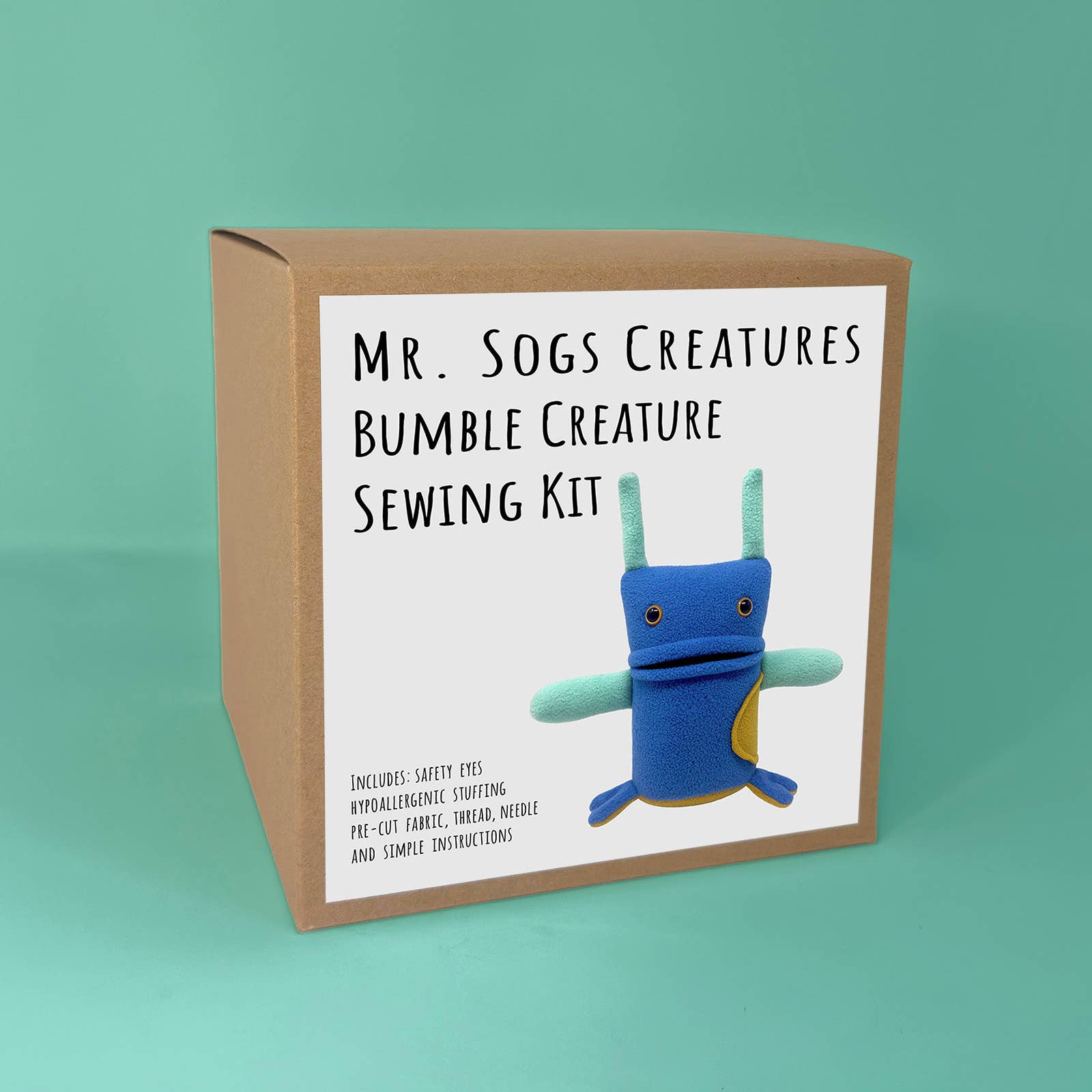 Mr. Sogs – wholesale DIY craft kit – Bumble Creature DIY Plush Sewing Kit - Blue